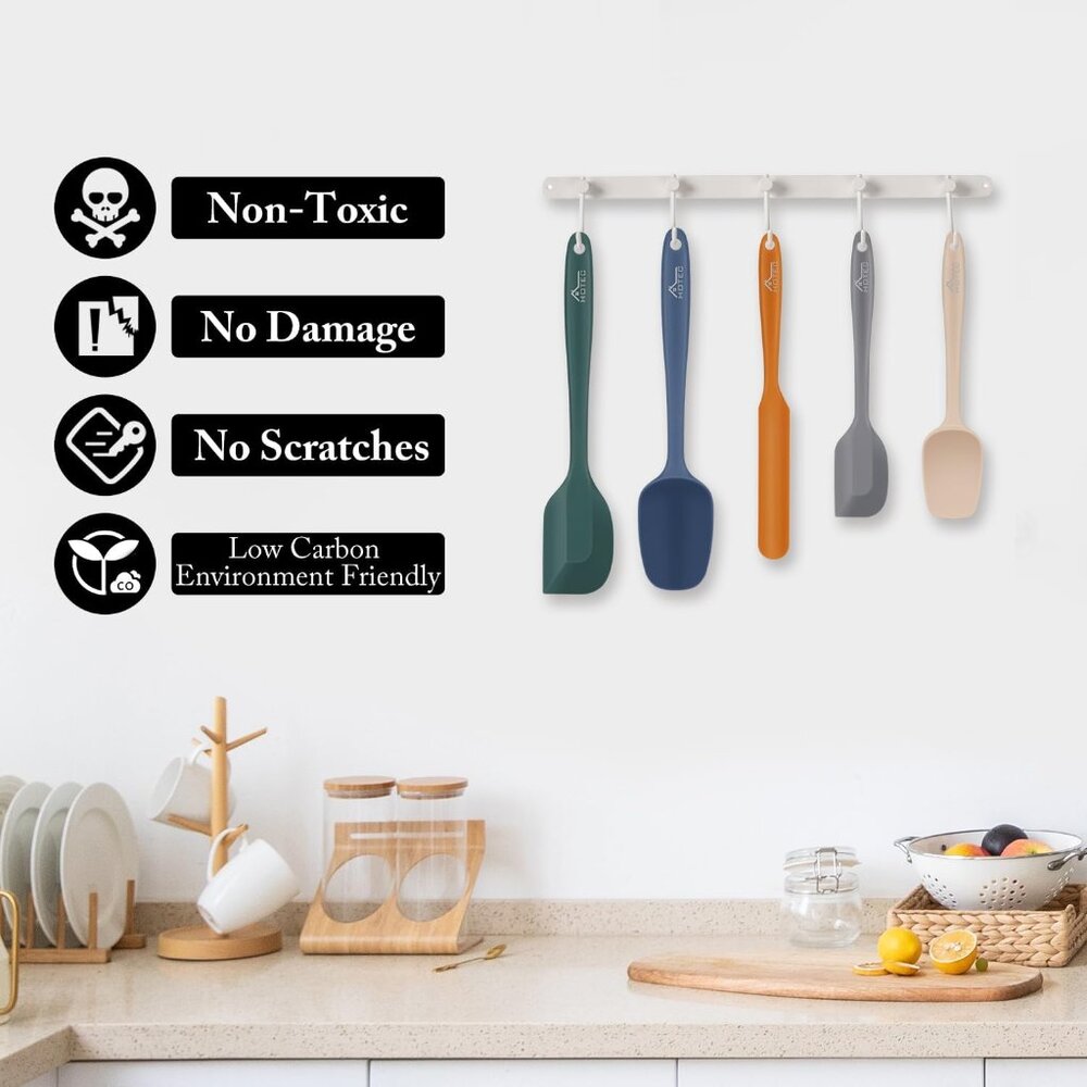 Heat Resistant 600℉ BPA-Free Silicone Rubber Spatula Set for Baking, Cooking, an - Picture 5 of 7